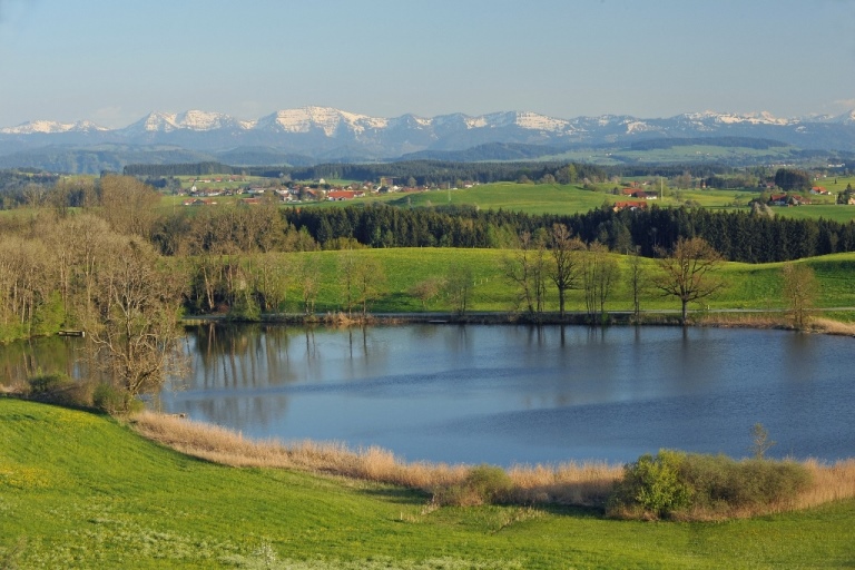 Siggener Weiher, Schloßweiher, Nagelfluhkette, Panorama